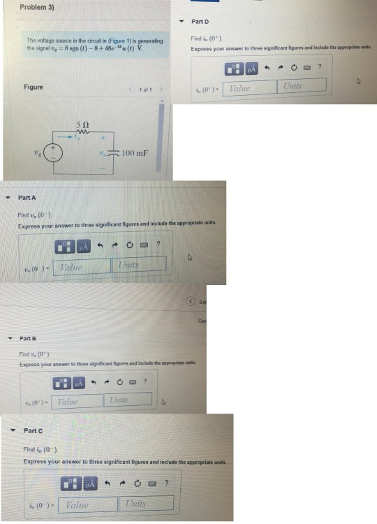 Solved Problem 3) Part D The voltage source in the circuit | Chegg.com