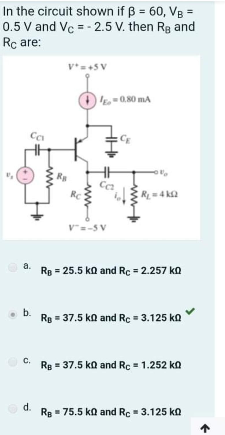 In The Circuit Shown If Ss 60 Vb 0 5 V And Vc Chegg Com