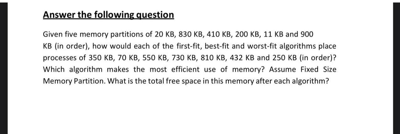 Solved Answer the following questionGiven five memory | Chegg.com