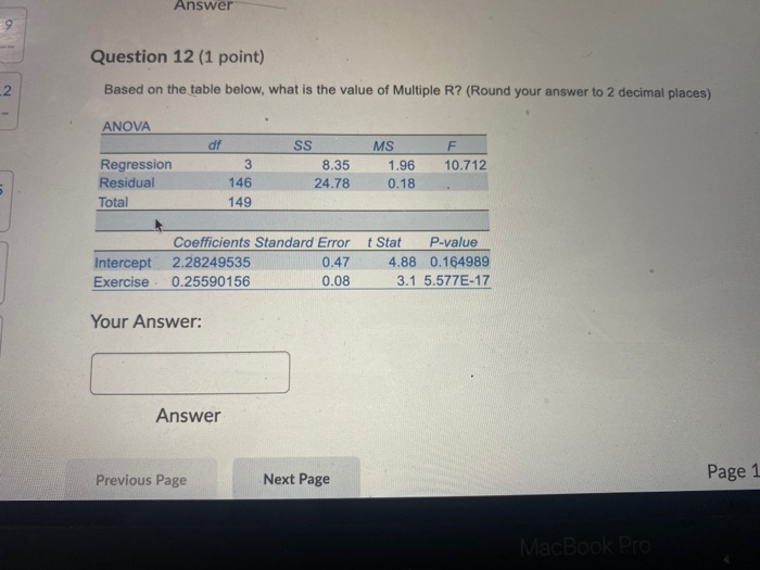 Solved Answer Question 12 (1 point) 2 Based on the table | Chegg.com