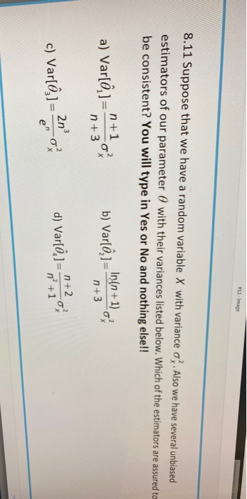 Solved 8.11 Suppose that we have a random variable X with | Chegg.com