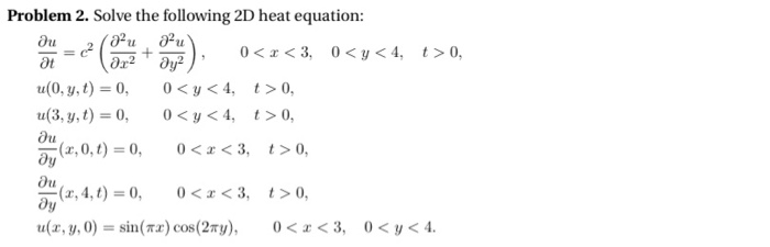 Solved Problem 2. Solve the following 2D heat equation: 00, | Chegg.com