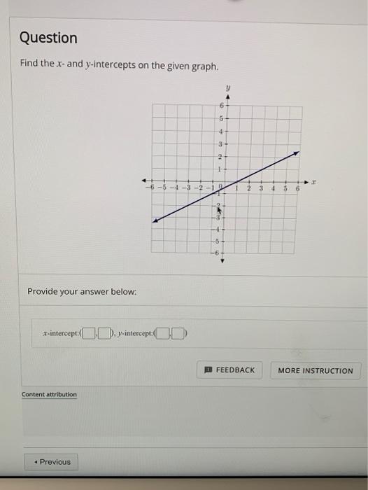 Solved Question Find The X And Y Intercepts On The Given Chegg Com