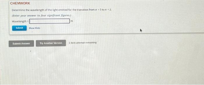 Solved Determine the wavelength of the light emmited for the | Chegg.com