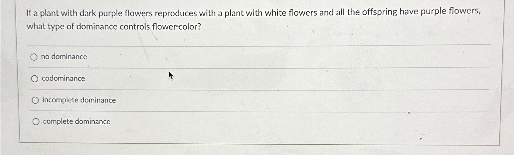 Solved If a plant with dark purple flowers reproduces with a