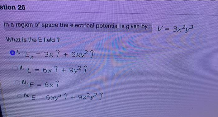 Solved In a region of space the electrical potential is | Chegg.com