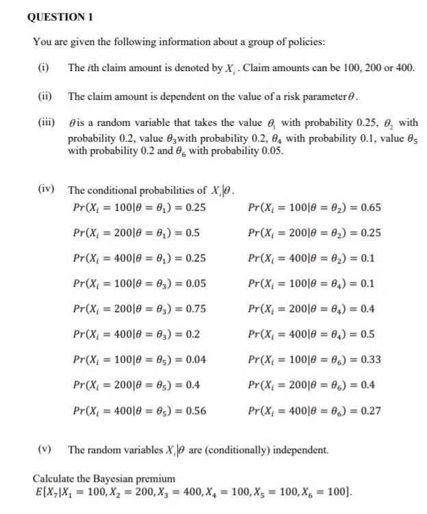 QUESTION 1 You are given the following information | Chegg.com