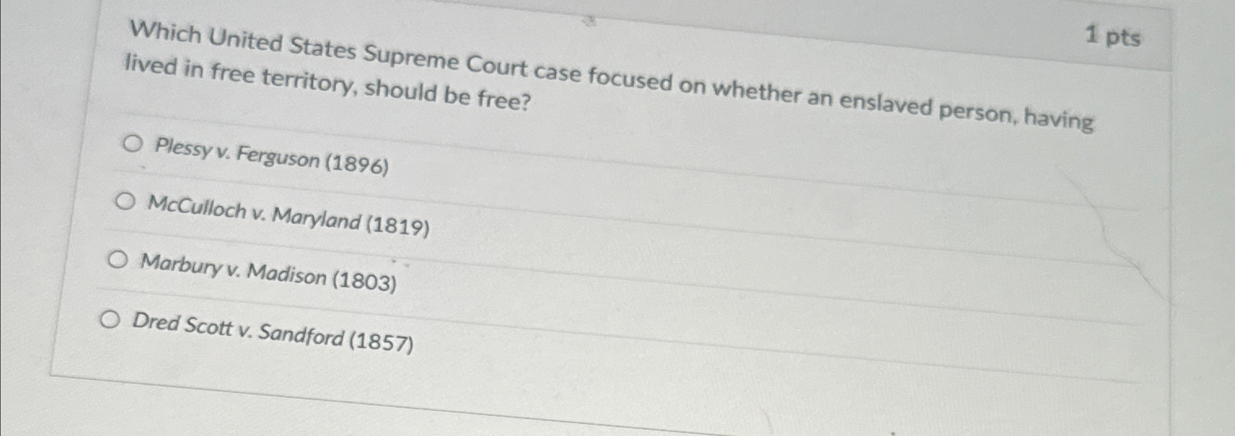 Solved Which United States Supreme Court case focused on | Chegg.com