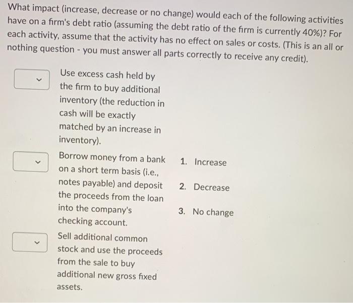 Solved What impact (increase, decrease or no change) would | Chegg.com