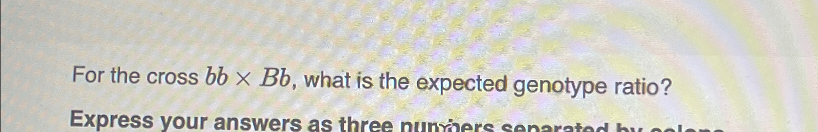 Solved For The Cross Bb×Bb, ﻿what Is The Expected Genotype | Chegg.com