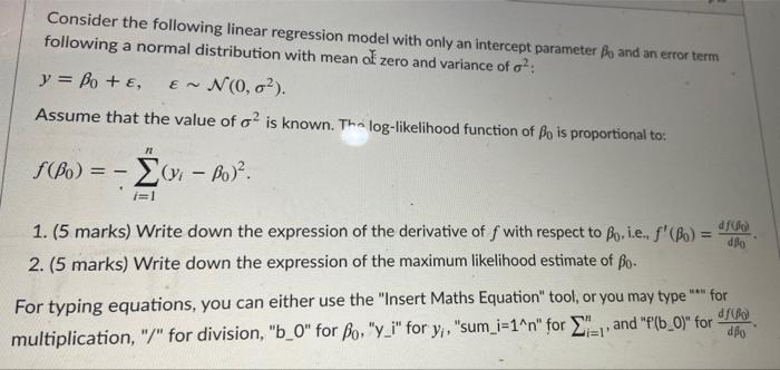 Solved Consider the following linear regression model with | Chegg.com