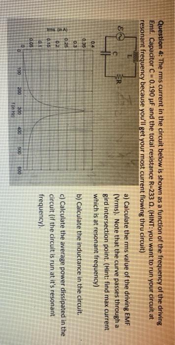 Solved Question 4: The rms current in the circuit below is | Chegg.com