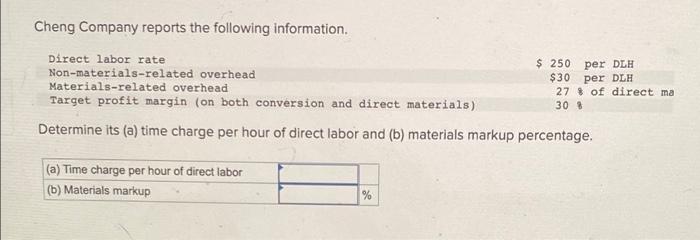 Solved Cheng Company reports the following information. | Chegg.com