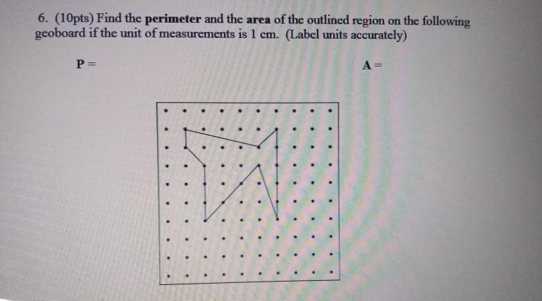 Solved 6. (10pts) Find the perimeter and the area of the | Chegg.com