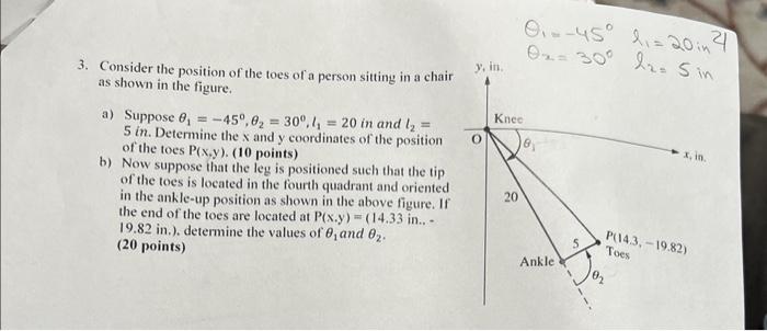 Solved 3. Consider the position of the toes of a person | Chegg.com