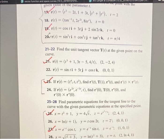 Solved Online vector function and space curves | Chegg.com