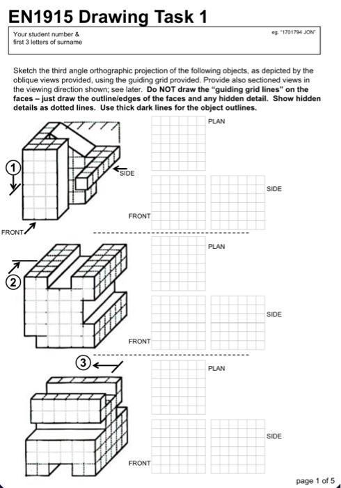 Solved Draw the sectioned views 1−8 in the direction shown. | Chegg.com