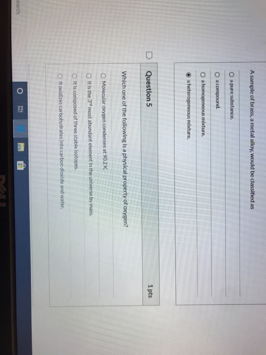 Solved A sample of brass, a metal alloy, would be classified