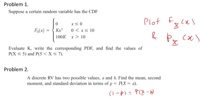 Solved Problem 1. Suppose a certain random variable has the | Chegg.com