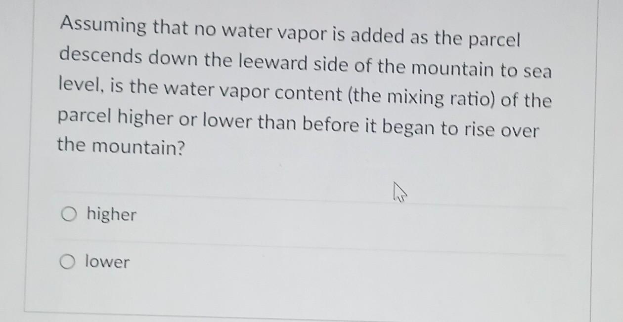 Solved Assuming that no water vapor is added as the parcel