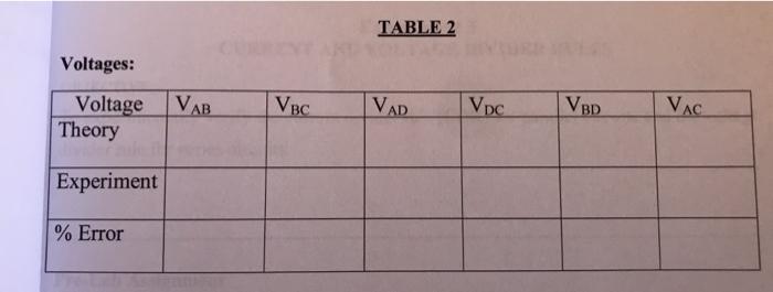 Solved TABLE 1 R4 Resistor Values: Resistor R1 Nominal value | Chegg.com