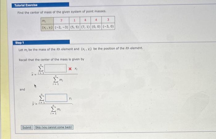 Solved Find the center of mass of the given system of point | Chegg.com