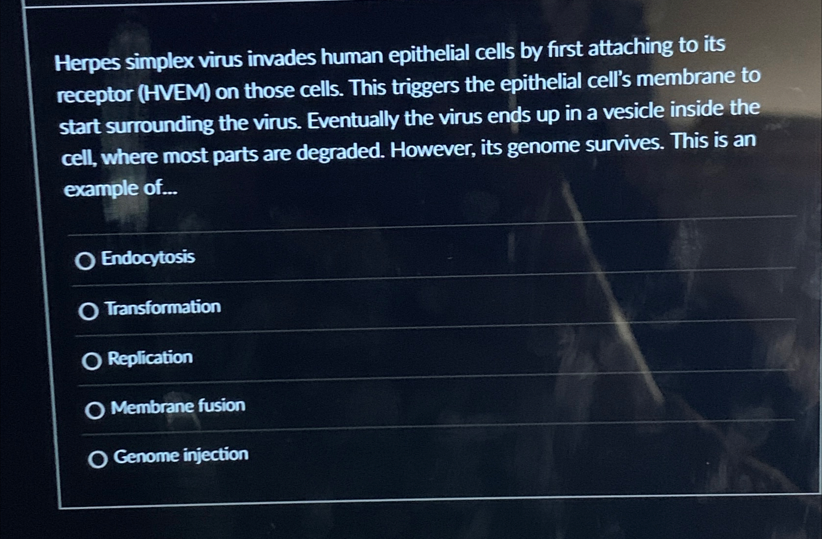 Solved Herpes simplex virus invades human epithelial cells | Chegg.com