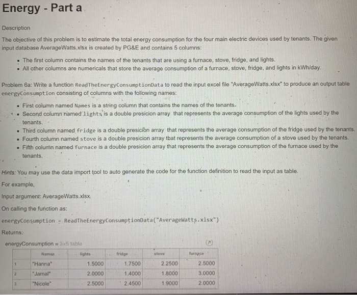 Solved Energy - Part a Description The objective of this | Chegg.com