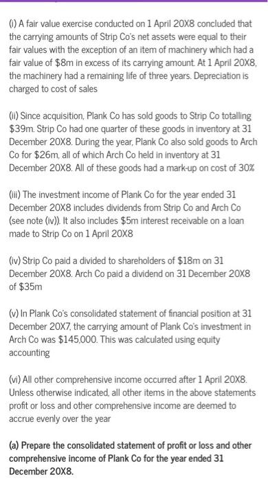 Plank Co has owned \35 of Arch Co since 1 June \\( 20 | Chegg.com