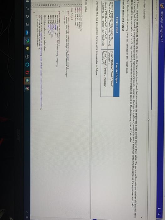 Solved let HashMap - Assignment 1 Problem Statement Sales | Chegg.com