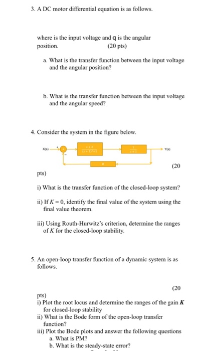 3. A DC motor differential equation is as follows. | Chegg.com