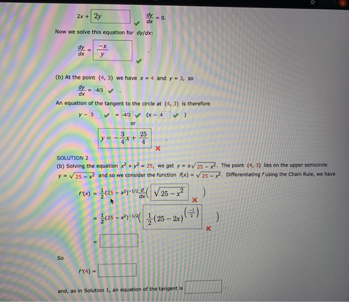 Solved Video Example Example 1 A If X2 Y2 25 Find Y Chegg Com