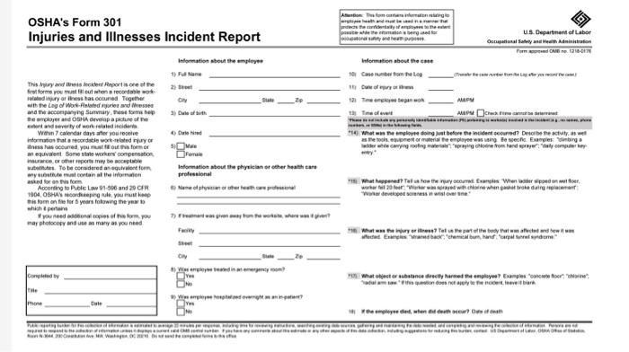 medical incident report form