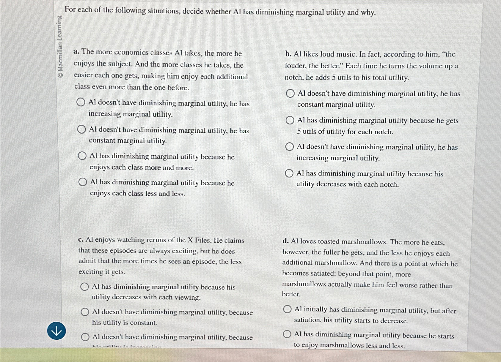 Solved For each of the following situations, decide whether | Chegg.com