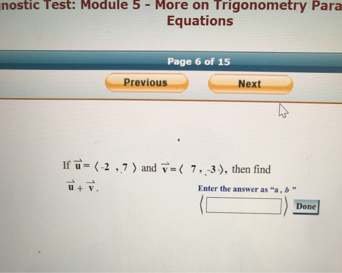 Solved Nostic Test Module 5 More On Trigonometry Para Chegg Com