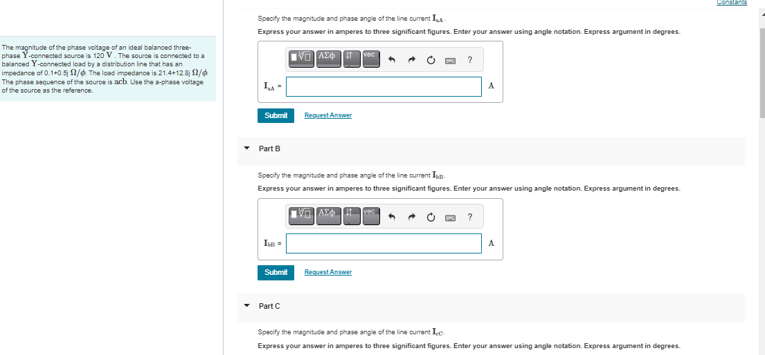 Solved Specify the magnitude and phase angle of the line | Chegg.com
