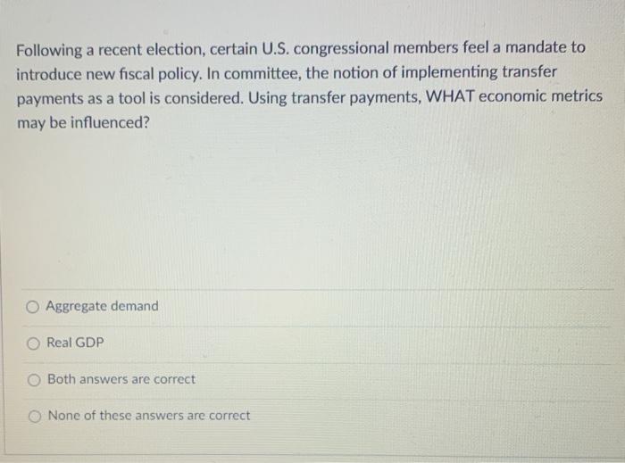 Solved Which item is an example of an automatic stabilizer