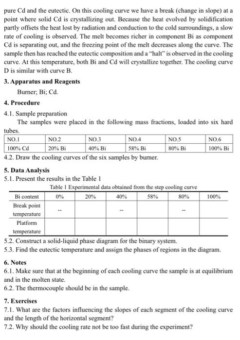 Solved Experiment 4 Phase diagram of a binary solid-liquid | Chegg.com