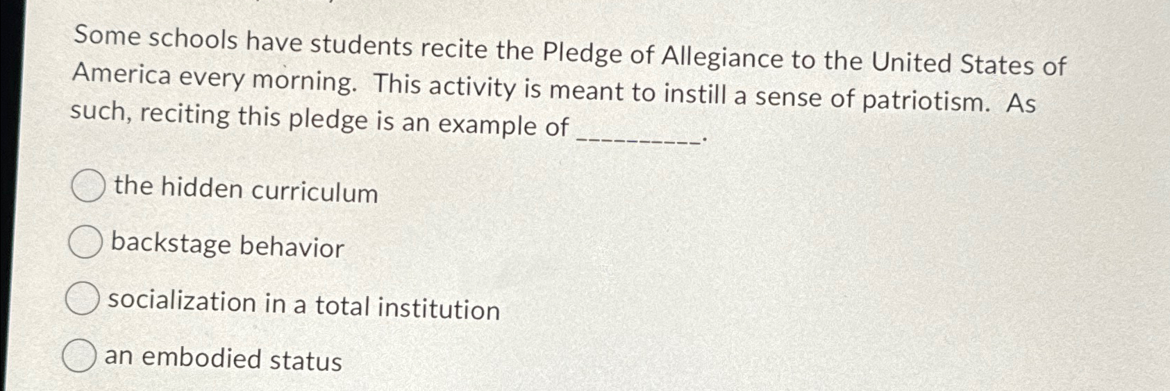 Solved Some schools have students recite the Pledge of | Chegg.com