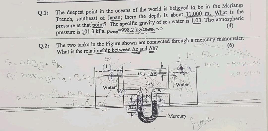 Solved Q.1: The deepest point in the oceans of the world is | Chegg.com