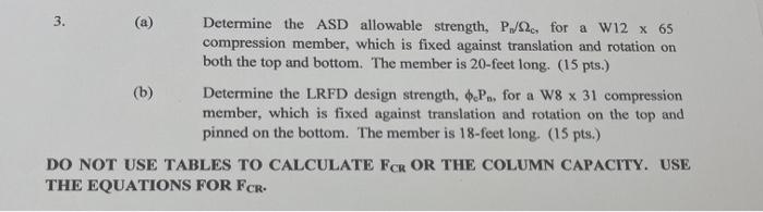 Solved 3. (a) Determine the ASD allowable strength, P,/22 | Chegg.com
