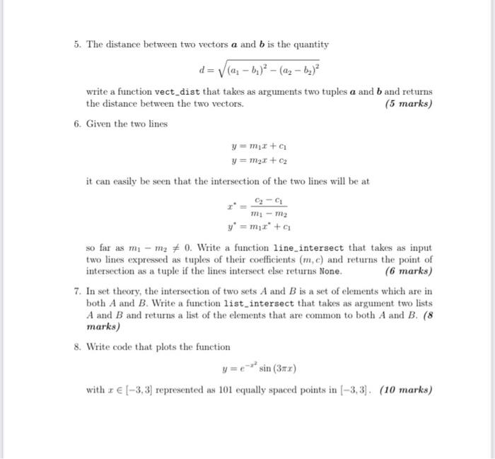 Solved 5. The distance between two vectors a and b is the | Chegg.com