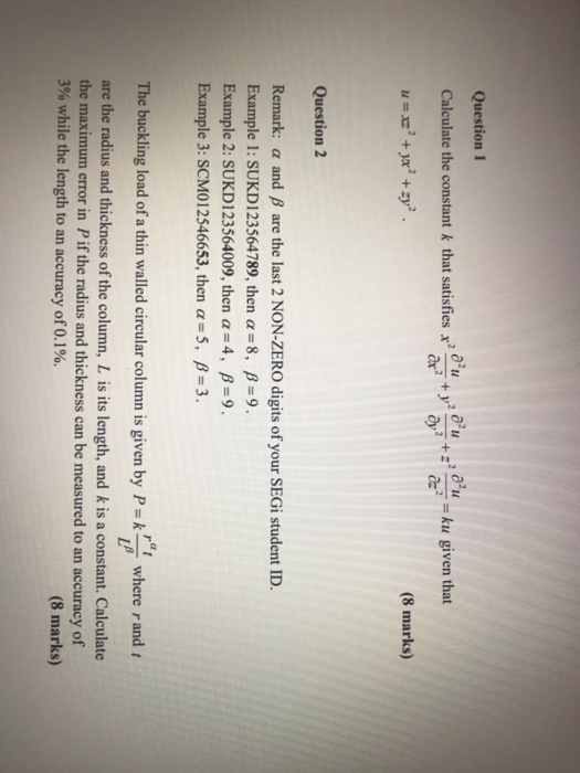 Solved Question 1 Calculate The Constant K That Satisfies Chegg Com