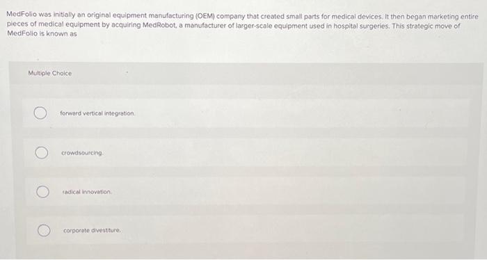 Solved Medfolio Was Initially An Original Equipment 