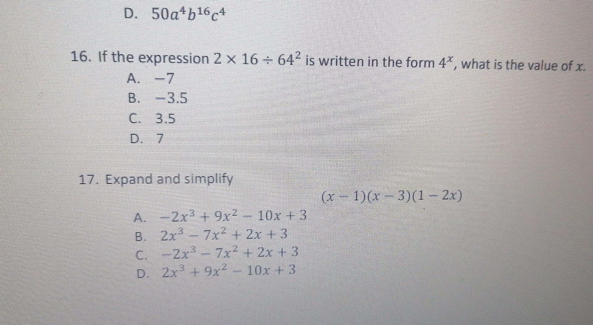 Solved 16. If the expression 2×16÷642 is written in the form | Chegg.com