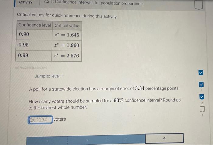 Solved ACTIVITY 7.2.1: Confidence intervals for population | Chegg.com