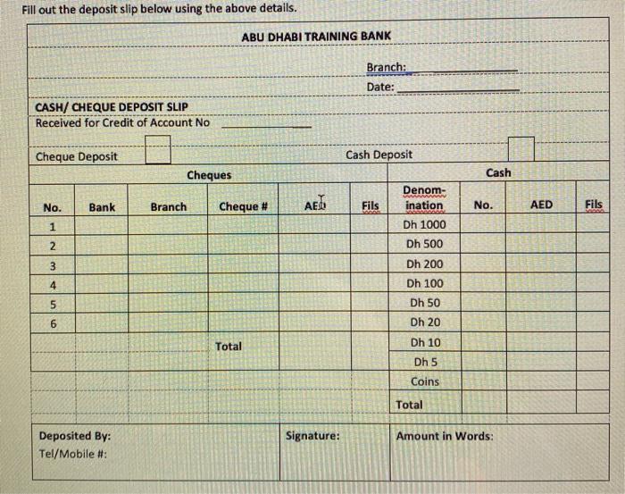 How To Fill In A Cheque Deposit Slip