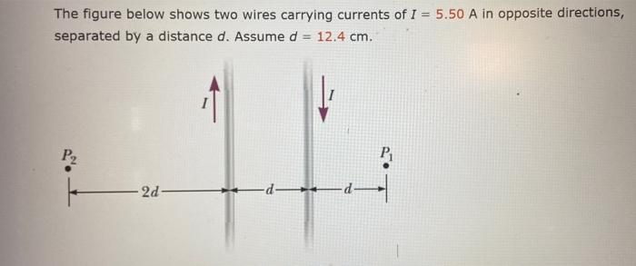 Solved The figure below shows two wires carrying currents of | Chegg.com