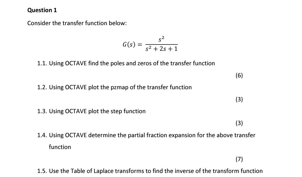 Solved Consider the transfer function below: G(s)=s2+2s+1s2 | Chegg.com