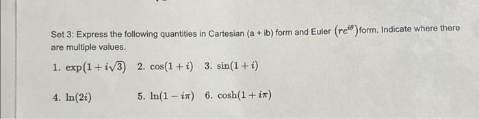 Solved Set 3: Express the following quantities in Cartesian | Chegg.com
